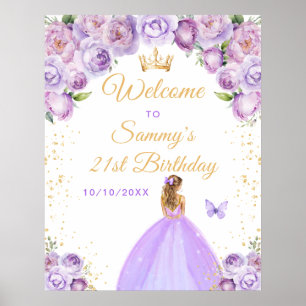Hellblaue Blondhaar-Prinzessin Geburtstags-Willkom Poster