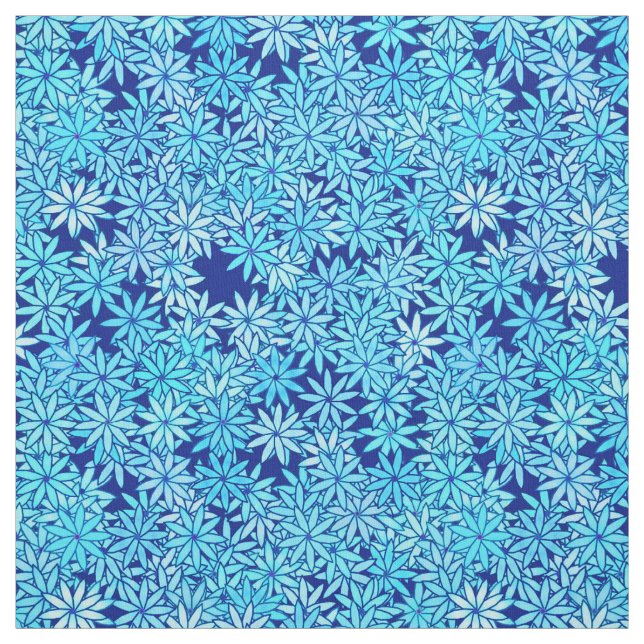 Hellblaue Blumen, marinebasierter Hintergrund Stoff (Muster)