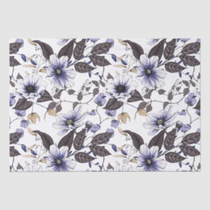 Hellblaue Blumen mit grünen Blätter nahtlos Seidenpapier