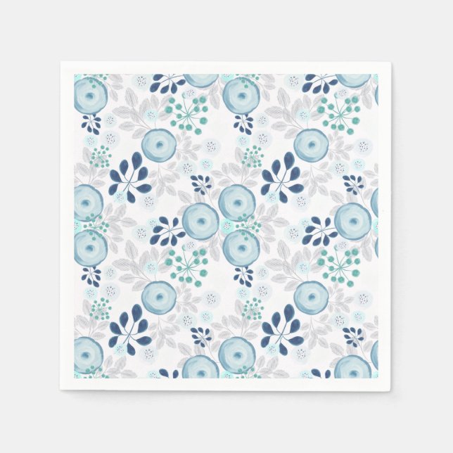 Hellblaue Blumen Serviette (Vorderseite)