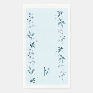Hellblaue Blumen und Blätter Abendessen Party Serv Serviette
