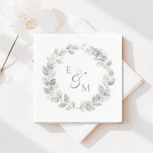 Hellblaue Blumenkranz-Hochzeitsserviette Serviette