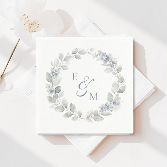 Hellblaue Blumenkranz-Hochzeitsserviette Serviette (Von Creator hochgeladen)