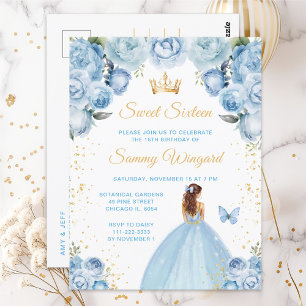Hellblaue braune Haar Prinzessin Sweet Sixteen Postkarte