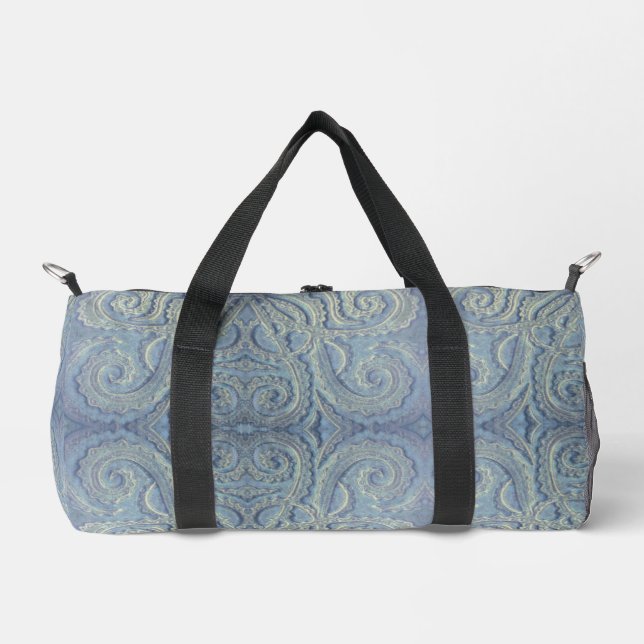 Hellblaue Brokat Kleine Duffeltasche Duffle Bag (Vorderseite)