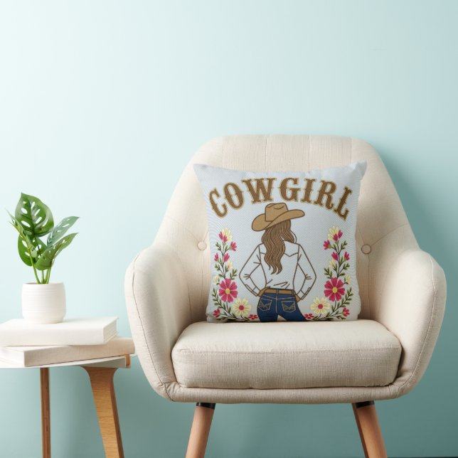 Hellblaue Cowgirl Kissen (Stuhl )