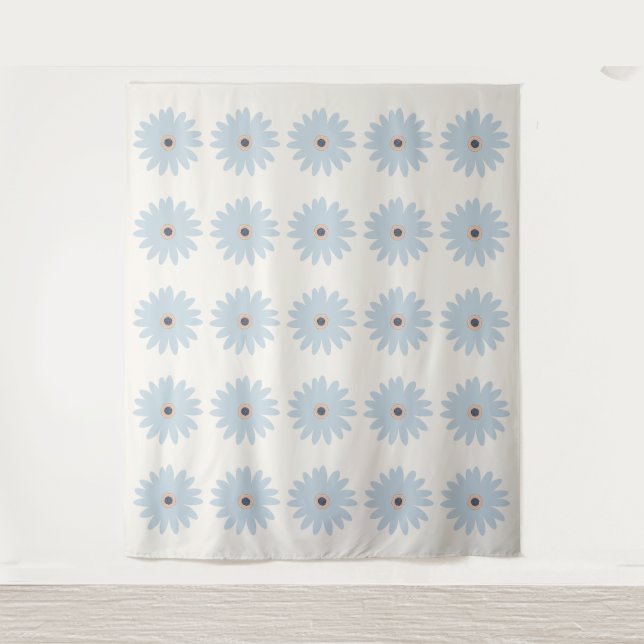Hellblaue Daisy Wandteppich (Vorderseite)