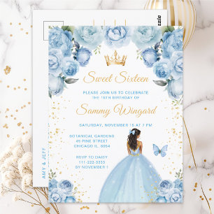 Hellblaue Dark Skin Prinzessin Sweet Sixteen Postkarte