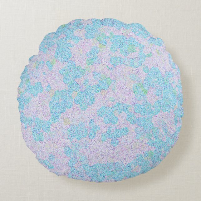 Hellblaue elegante Muster Aqua Rundes Kissen (Vorderseite)