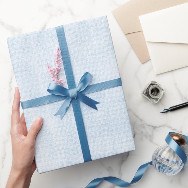 Hellblaue Faux-Linene Hochzeitsdusche Geschenkpapier (Schenken)