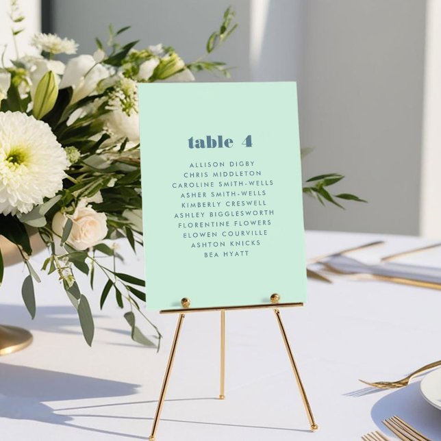 Hellblaue, fette Tischnummer-Seekarte (Bright Blue Bold Table Number Seating Chart Card)