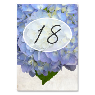 Hellblaue florale Hochzeitstisch-Nummern-Karten Tischnummer