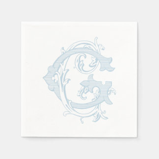 Hellblaue "G" Monogramm Cocktailservietten Serviette