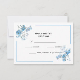 Hellblaue Garten-Watercolor-Floral-Hochzeits-RSVP RSVP Karte