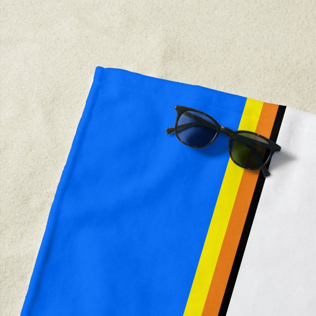 Hellblaue, gelb-orange Streifen Strandtuch (Beispiel)