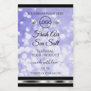 Hellblaue Glitter-Produktetiketten Diamanten-Logo Lebensmitteletikett