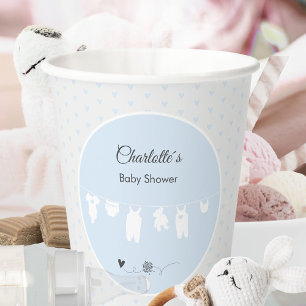 Hellblaue Herzen Baby Boy Shower Pappbecher