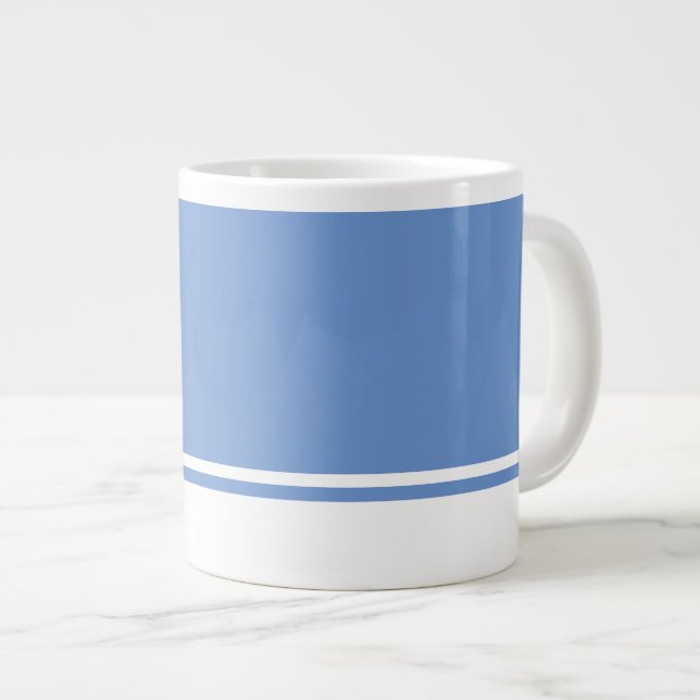 Hellblaue hintere Streifen mit weißem Rand Jumbo-Tasse (Vorderseite Rechts)