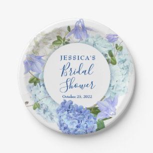 Hellblaue Hortensien Florale Bridal Shower Party Pappteller
