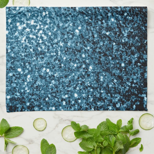 Hellblaue Imitate Glitzer Glitzern Geschirrtuch (Gefaltet)
