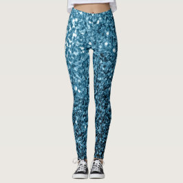 Hellblaue Imitate Glitzer Glitzern Leggings