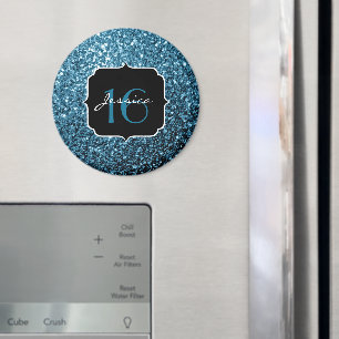 Hellblaue Imitate Glitzer Glitzern Sweet 16 Magnet