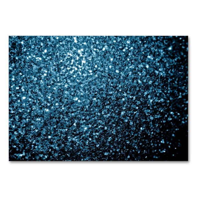 Hellblaue Imitate Glitzer Glitzern Tischnummer (Vorderseite)