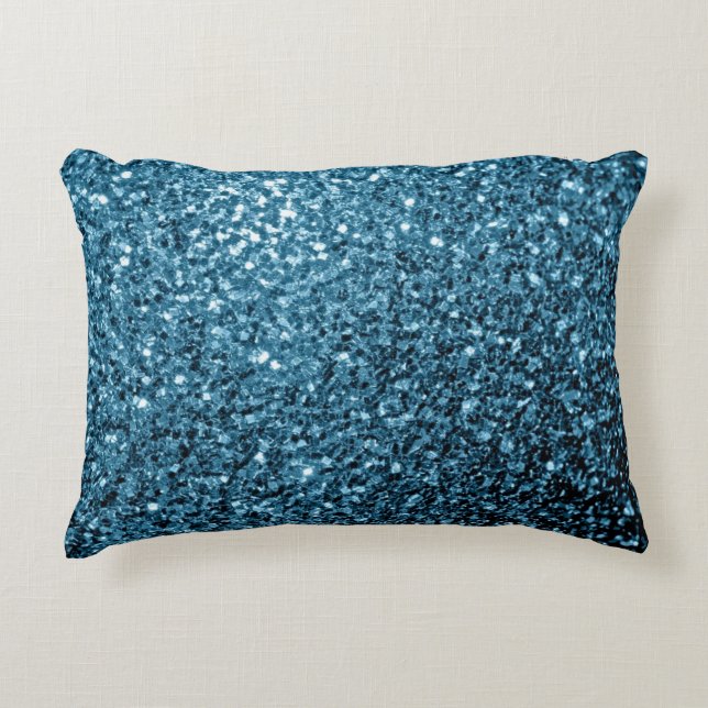 Hellblaue Imitate Glitzer Glitzern Zierkissen (Vorderseite)