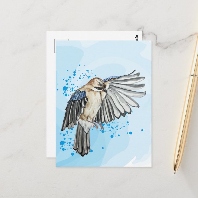Hellblaue Jay Postkarte (Vorderseite/Rückseite Beispiel)