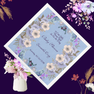 Hellblaue kleine Blütenknospe Flieder Baby Shower  Serviette