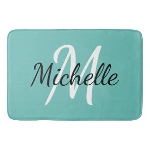 Hellblaue kundenspezifische Monogramm-Bad-Matte Badematte
