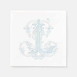 Hellblaue "L" Monogramm Cocktailservietten Serviette