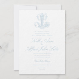 Hellblaue "L" Monogramm Hochzeitseinladung Einladung