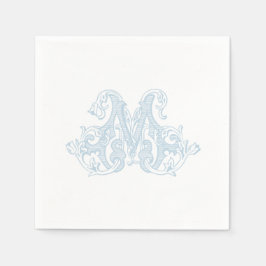 Hellblaue "M" Monogramm-Cocktailservietten Serviette