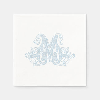 Hellblaue "M" Monogramm-Cocktailservietten Serviette