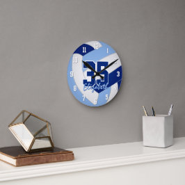 hellblaue Mannschaftsfarben, benutzerdefinierte Vo Runde Wanduhr