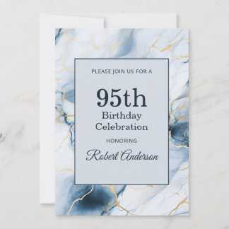 Hellblaue Marmor 95. Geburtstag Einladung