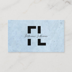 Hellblaue Marmorstruktur elegante Monogrammleiste Visitenkarte