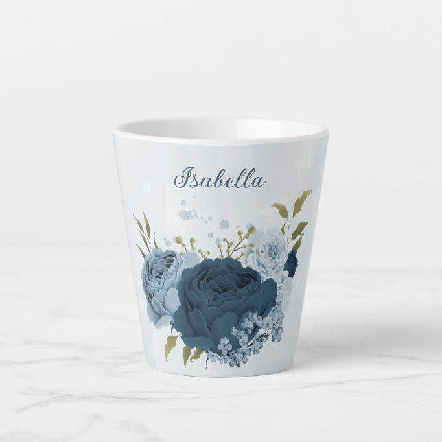 hellblaue Navy-Blumen  Milchtasse (Vorderseite)