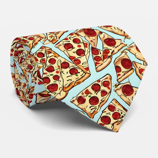 Hellblaue Pizzakrawatte Krawatte (Gerollt)