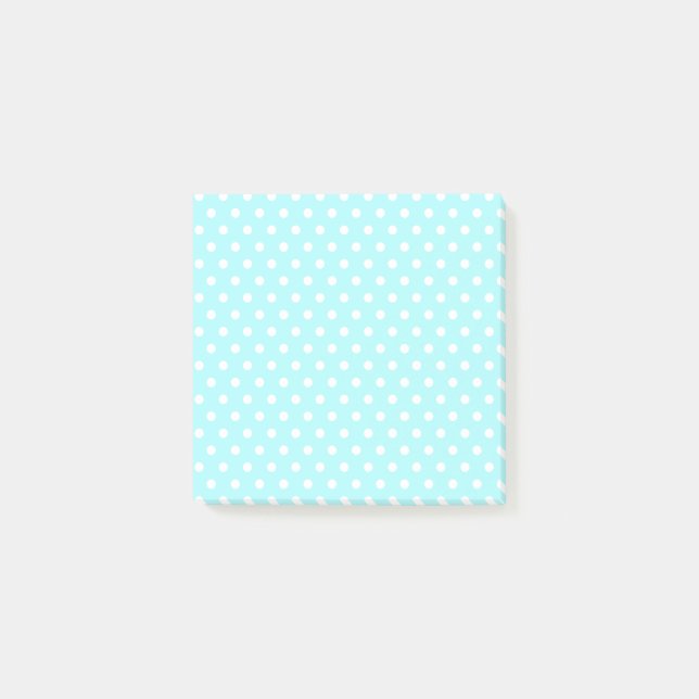 Hellblaue Polka Dots Postit Notizen (Vorderseite)