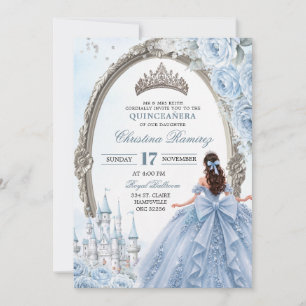 Hellblaue Prinzessin Quinceanera-Einladung Einladung
