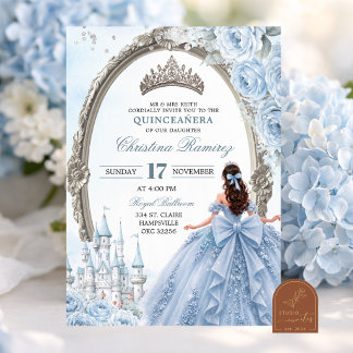 Hellblaue Prinzessin Quinceanera-Einladung Einladung