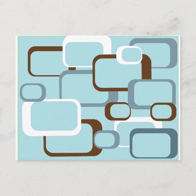 hellblaue Retro-Quadrate Postkarte (Vorderseite)