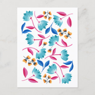 Hellblaue rosa gestrichene Abstrakte Postkarte