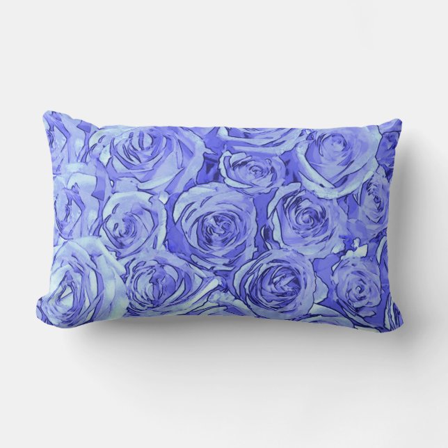 Hellblaue Rosen Lendenkissen (Vorderseite)