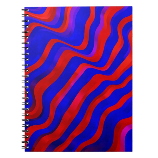 Hellblaue, rote Textur mit trockenen Linien. Gradi Notizblock (Vorderseite)