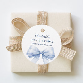 Hellblaue Schleife DIY handschriftlich Geburtstag Geschenkanhänger