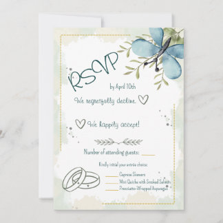 Hellblaue Schmetterling-Aquarell-RSVP-Karte Einladung