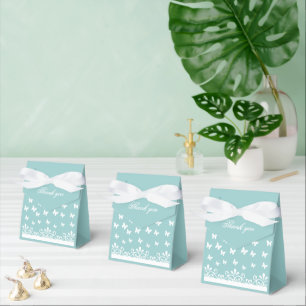 Hellblaue Schmetterlinge Hochzeit Danke Geschenkschachtel